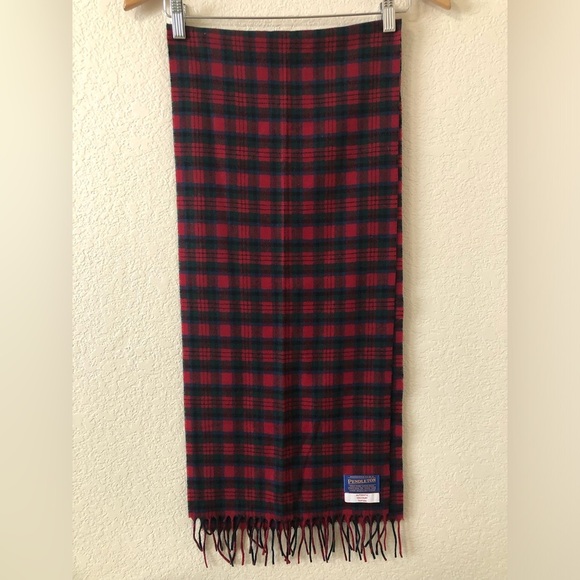 Pendleton Accessories - Pendleton Vintage Wool Red, Black, & Blue Plaid Scarf Authentic Macduff Tartan